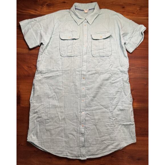 Sundance Women’s Blue Button up Collared Gauzy Boho Shirt Dress Sz Small - Picture 2 of 8